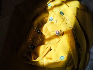 Vibrant Yellow Embroidered Saree
