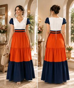 Color Block Tiered Maxi Dress