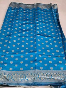 Beautiful Blue Banarasi Silk Saree