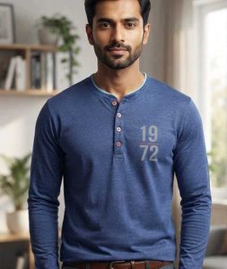 Men's Blue Henley T-Shirt