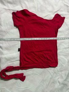 Asymmetrical Neckline Pink Top