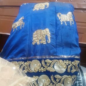 Royal Blue Embroidered Lehenga Skirt