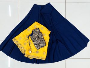 Navy blue & golden yellow lehenga set 💙💛