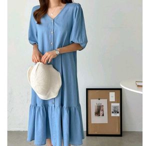 Denim Button-Down Maxi Dress