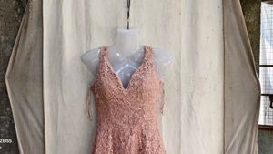 86209. Sparkly Lace V-Neck Mini Dress