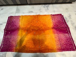 Jaipuri Bandhej Pure Georgette Saree ❤️🧡