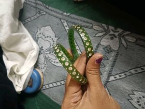 Green Embellished Bangles