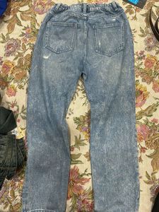 Distressed Patchwork Blue Jeans