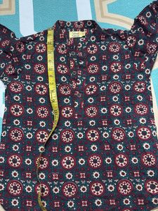 Baby boy kurta Teal green with maroon &amp; cream prin