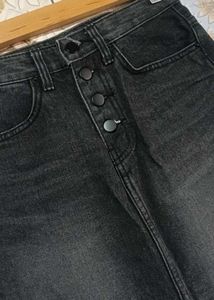 Raw Hem Jean Skirt