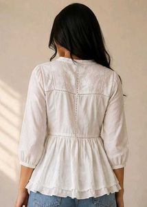 White embroidery Peplum Top🤍