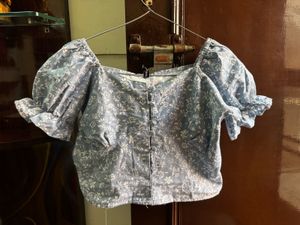 Blue Floral Puff Sleeve Top