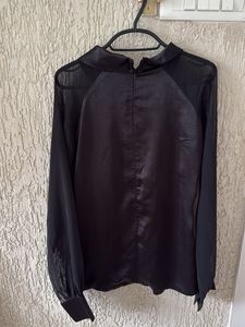 Elegant Black Sheer Sleeve Blouse