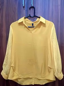 Stylish Yellow V-Neck Blouse