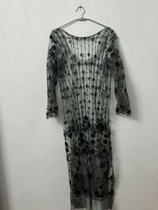 Grey lace embroidery Kurti