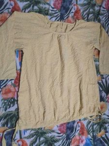 Yellow Textured 3/4 Sleeve Top