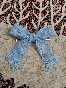Blue Lace Bow Hair Clip