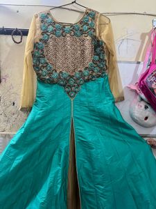 Elegant Teal Kurta Set with Embellished Top