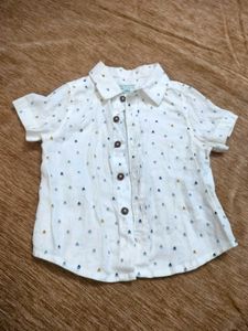 Cute Boys White Triangle Print Shirt