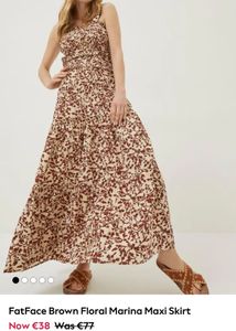 Brown Floral Tiered Maxi Skirt
