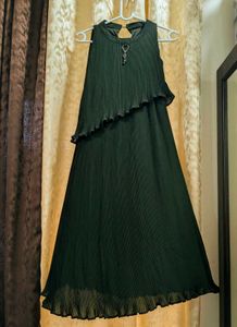 Green Pleated Midi Dress