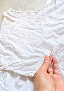 White Lace Trim V-Neck Top
