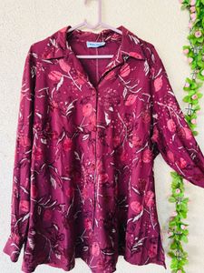Floral Print Burgundy Blouse