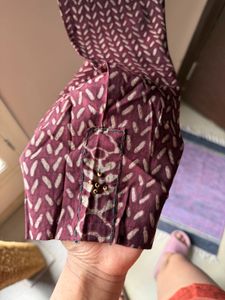 Burgandy Printed Kurta &amp; Pants Set