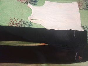 Black Jeans &amp; White Tank Top Set