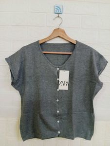 Gray Button-Down Top