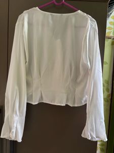 Chic White V-Neck Blouse