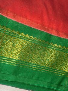 Elegant Silk Saree with zari border 💚 blouse