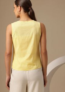 Chic Yellow V-Neck Sleeveless Tie-Up Top