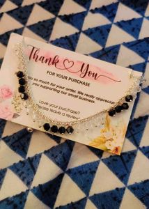 Elegant Black &amp; Crystal Anklet