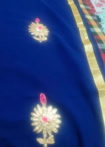 Beautiful Royal Blue Embroidered Saree