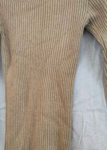 Tan Ribbed Knit Mini Dress