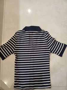 Striped Collared V-Neck Top
