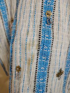 Stunning White &amp; Blue Striped Kurta
