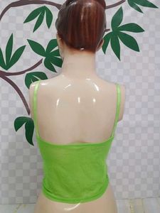 (200)Green Lace Trim Tank Top