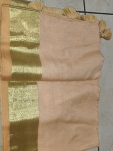 Elegant Peach Saree with Gold Border