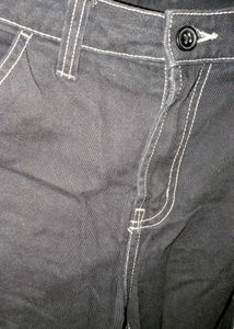 Black Cargo Pants with White Stitching
