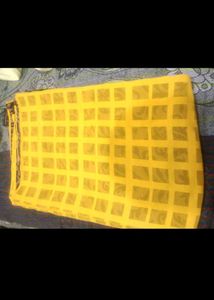 Vibrant Yellow Saree with Black Damask Print
