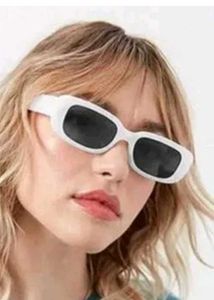 Trendy White Rectangular Sunglasses