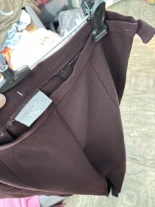 Maroon Pleated Wide-Leg Pants