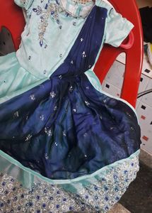 small girl  sky blue  stylish frock -size 30