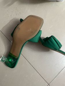 Stylish Green Ruched Heeled Sandals