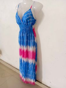 Blue &amp; Pink Tie-Dye Maxi Dress