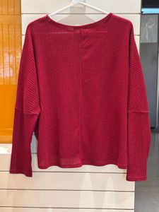 Cozy Red Ribbed Knit Sweater