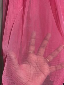 Neon pink fish net duppatta