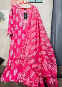 cotton Pink  Print Kurta Set fixed price unused